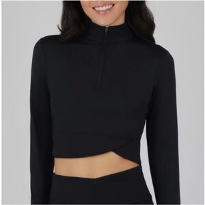 Yogalicious Lux Nola Black Womens Half-Zip Cropped Sweatshirt Size Women’s Large